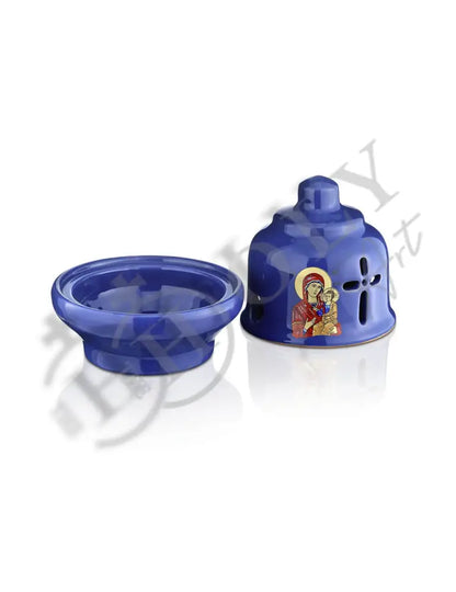 Christian Ceramic Handmade Altar Oil Vigil Lamp with Cross, Prayer Standing Table Oil Lamp Orthodox Oil Candle religious decor - TheHolyArt