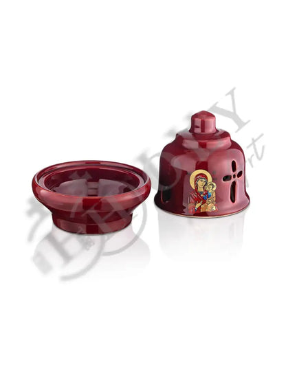 Christian Ceramic Handmade Altar Oil Vigil Lamp with Cross, Prayer Standing Table Oil Lamp Orthodox Oil Candle religious decor - TheHolyArt