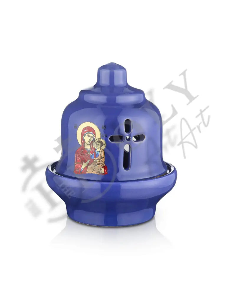 Christian Ceramic Handmade Altar Oil Vigil Lamp with Cross, Prayer Standing Table Oil Lamp Orthodox Oil Candle religious decor TheHolyArt