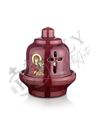 Christian Ceramic Handmade Altar Oil Vigil Lamp with Cross, Prayer Standing Table Oil Lamp Orthodox Oil Candle religious decor TheHolyArt