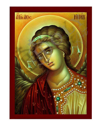 Guardian Angel icon, Handmade Greek Orthodox icon Angel of the Lord, Byzantine art wall hanging on wood plaque religious icon gift #2 - TheHolyArt