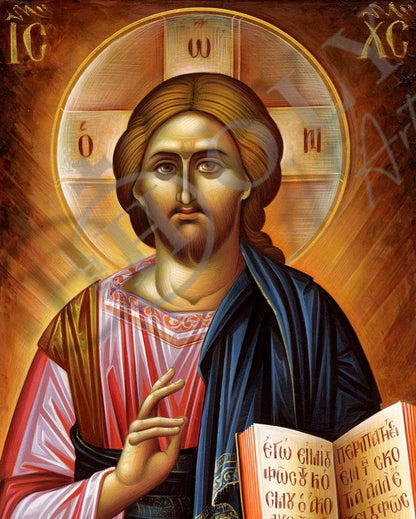 Jesus Christ icon, Handmade Greek Orthodox icon of our Lord, Byzantine religious wood plaque - TheHolyArt