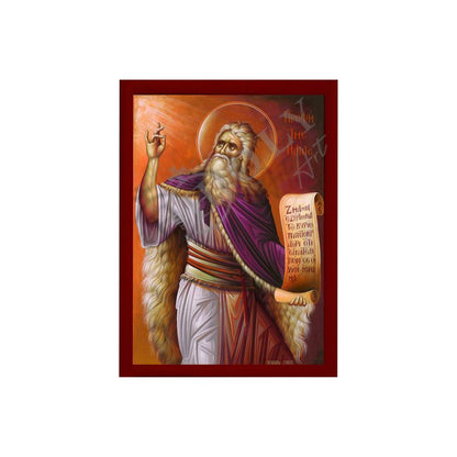 Prophet Elijah icon, Handmade Greek Orthodox icon of Saint Elias, Byzantine art wall hanging on wood plaque icon, religious decor #2 - TheHolyArt