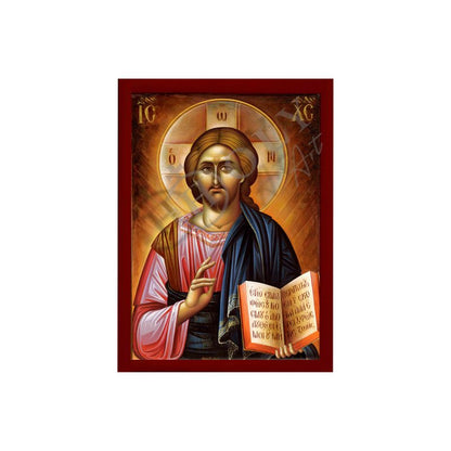 Jesus Christ icon, Handmade Greek Orthodox icon of our Lord, Byzantine religious wood plaque - TheHolyArt