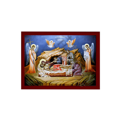 The Epitaph icon, Jesus Christ icon Good Friday Handmade Greek Orthodox icon, Byzantine art wall hanging wood plaque icon, religious gift #2 - TheHolyArt