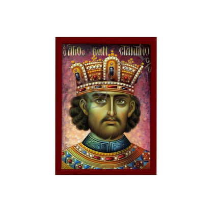 Saint Constantine icon the Great, Handmade Greek Orthodox icon of St Constantine, Byzantine art wall hanging wood plaque, religious gift (#2) - TheHolyArt