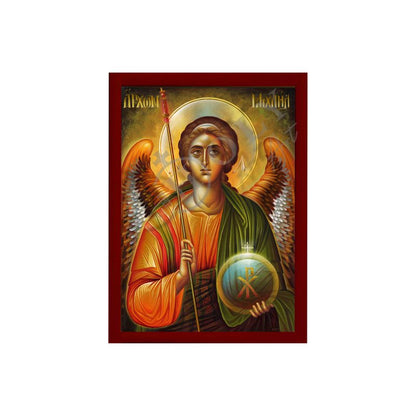 Archangel Michael icon, Handmade Greek Orthodox icon of St Michael, Byzantine art wall hanging on wood plaque religious icon, religious gift (#2) - TheHolyArt