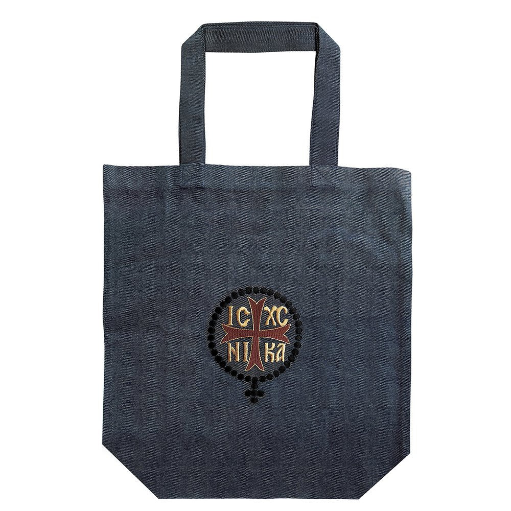 IC XC NIKA Greek Orthodox embroidered fabric tote bag - TheHolyArt