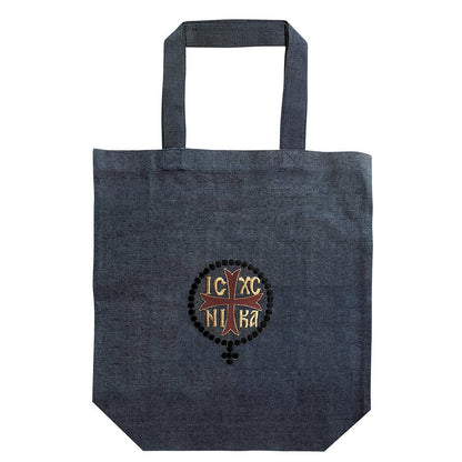 IC XC NIKA Greek Orthodox embroidered fabric tote bag - TheHolyArt