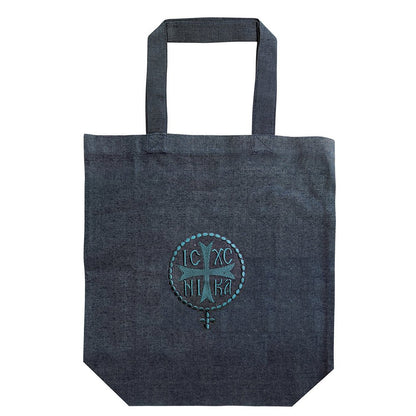 IC XC NIKA Greek Orthodox embroidered fabric tote bag - TheHolyArt