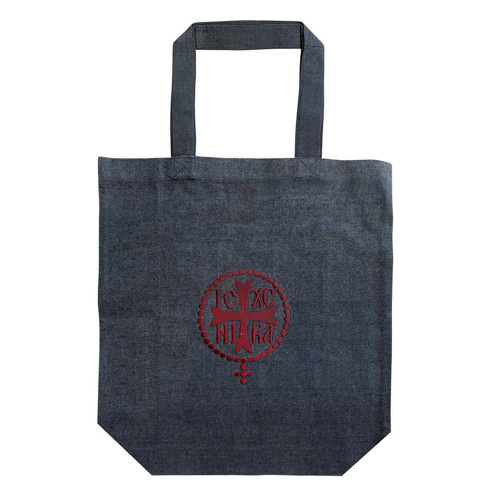 IC XC NIKA Greek Orthodox embroidered fabric tote bag - TheHolyArt