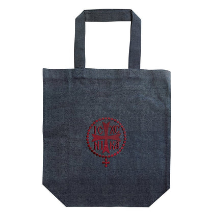 IC XC NIKA Greek Orthodox embroidered fabric tote bag - TheHolyArt