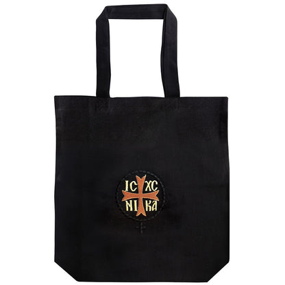 IC XC NIKA Greek Orthodox embroidered fabric tote bag - TheHolyArt