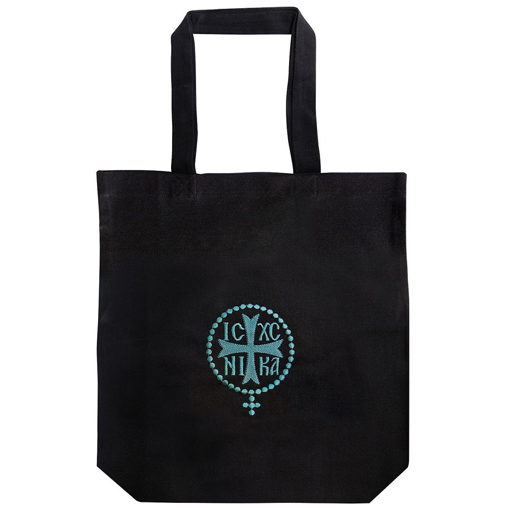 IC XC NIKA Greek Orthodox embroidered fabric tote bag - TheHolyArt