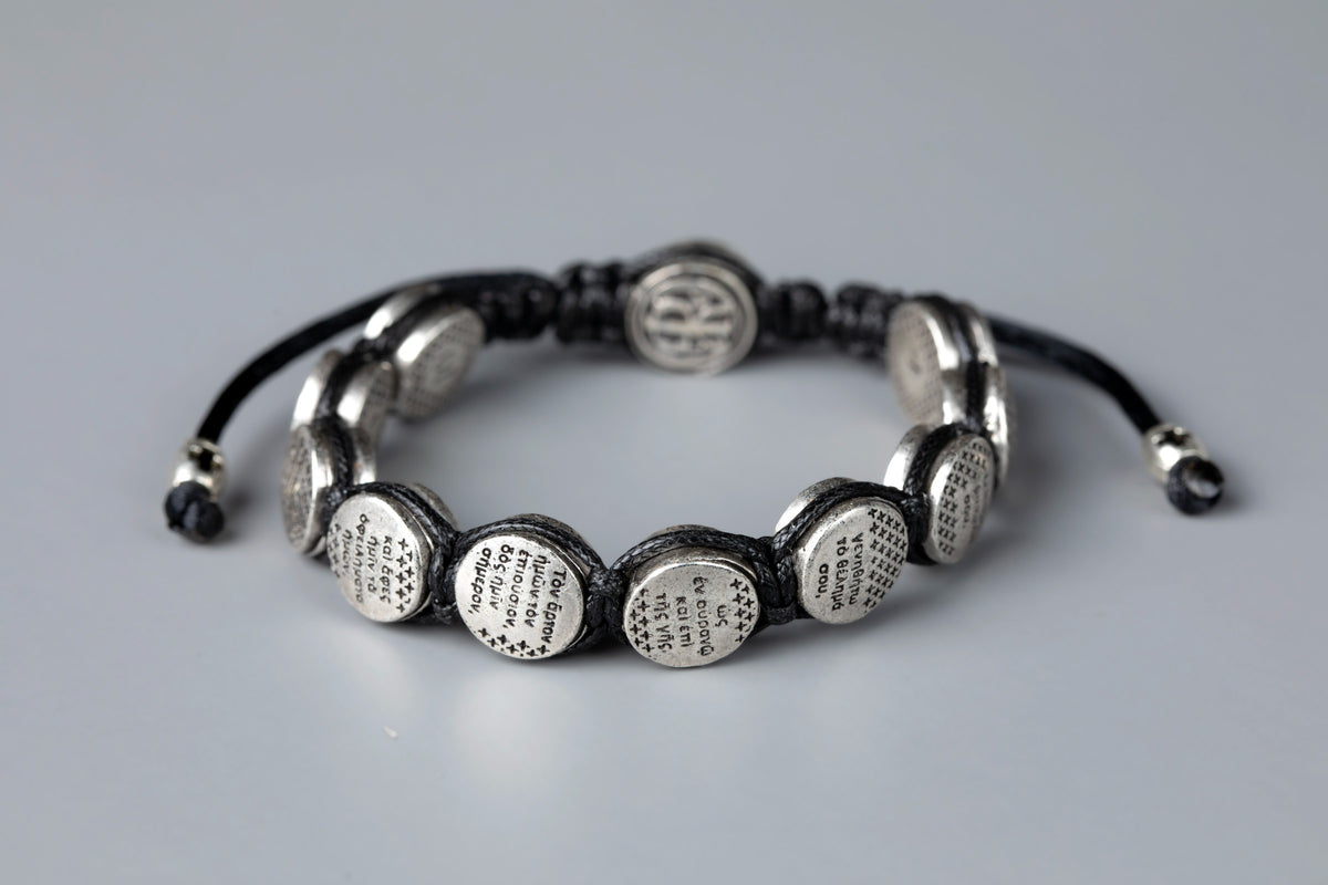Prayer Bracelet with Silver-Plated Prayer Plaques - TheHolyArt