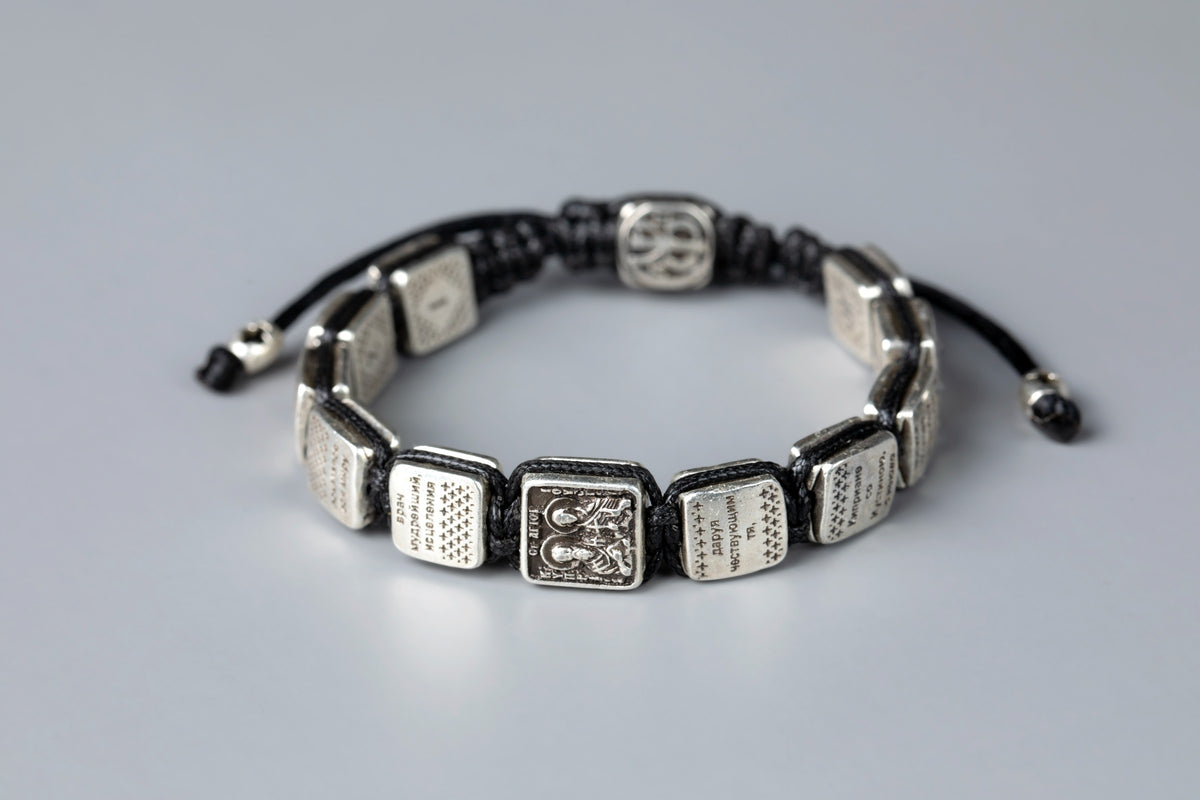 Prayer Bracelet with Silver-Plated Prayer Plaques - TheHolyArt