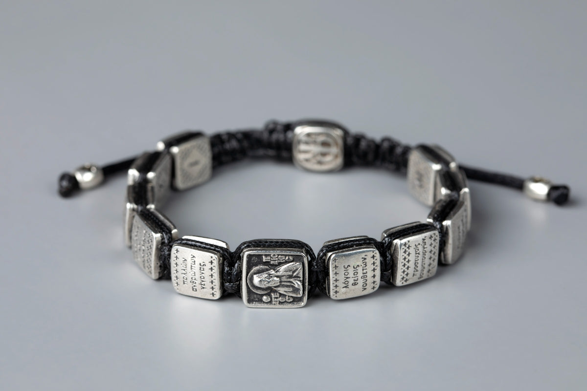 Prayer Bracelet with Silver-Plated Prayer Plaques - TheHolyArt