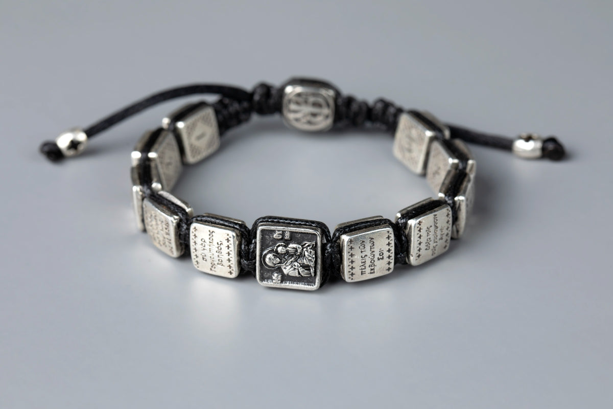 Prayer Bracelet with Silver-Plated Prayer Plaques - TheHolyArt