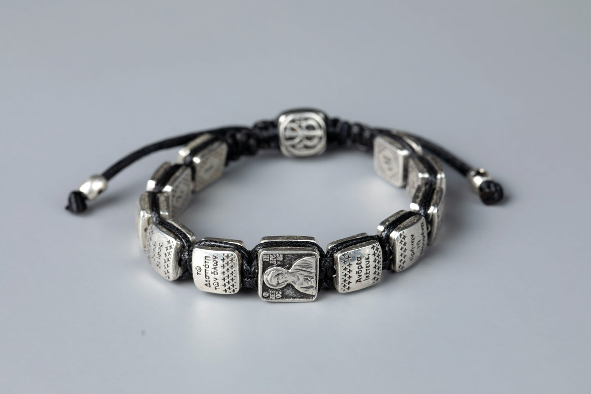 Prayer Bracelet with Silver-Plated Prayer Plaques - TheHolyArt