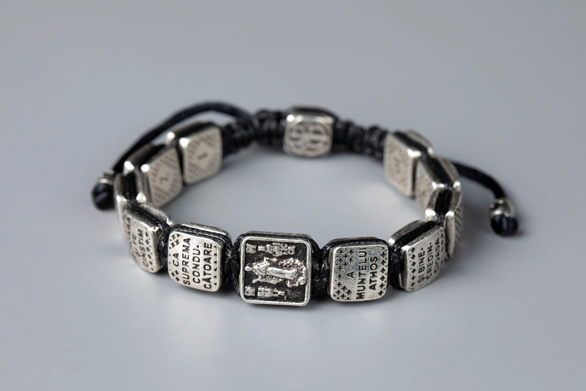 Prayer Bracelet with Silver-Plated Prayer Plaques - TheHolyArt