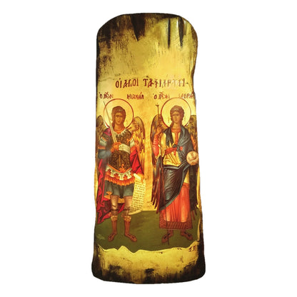 Natural Tree Log Gold Leaf Orthodox Icon - TheHolyArt