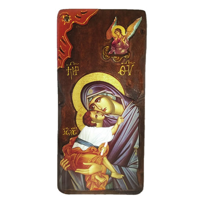 Relief Angel and Red Drape Orthodox Icon - TheHolyArt
