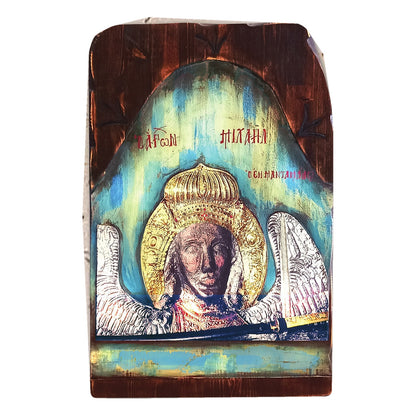 Relief Aged Blue Background Orthodox Icon - TheHolyArt