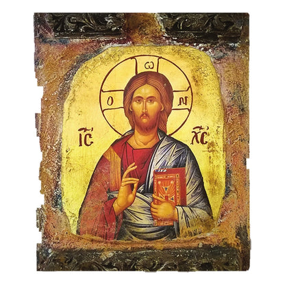 Fresco Style Canvas Gold Leaf Orthodox Icon - TheHolyArt