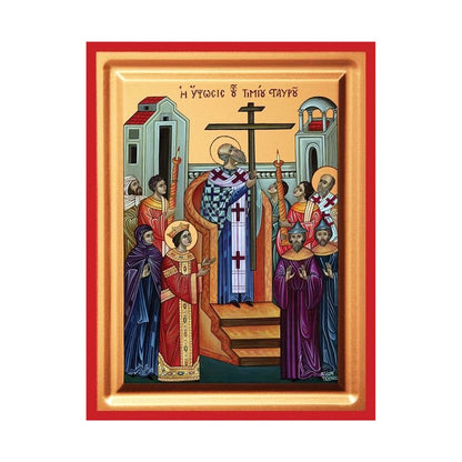 Elevation of the Holy Cross Serigraphy Icon - Carved Wood