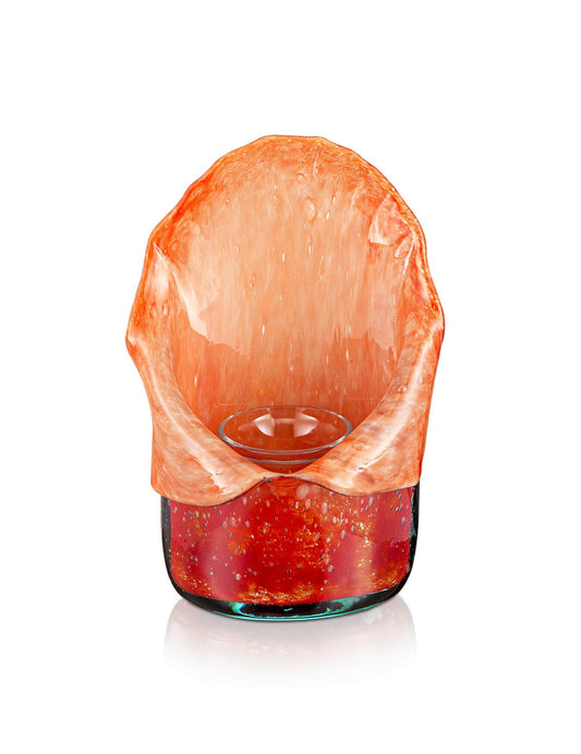 red vigil lamp Seashell design – front view | TheHolyArt