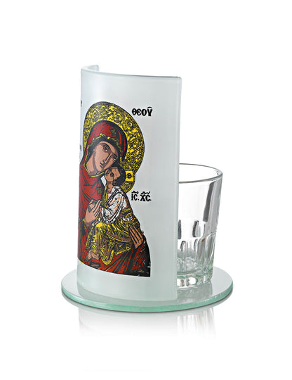 Orthodox vigil lamp Virgin Mary Glykofilousa – detail view | TheHolyArt