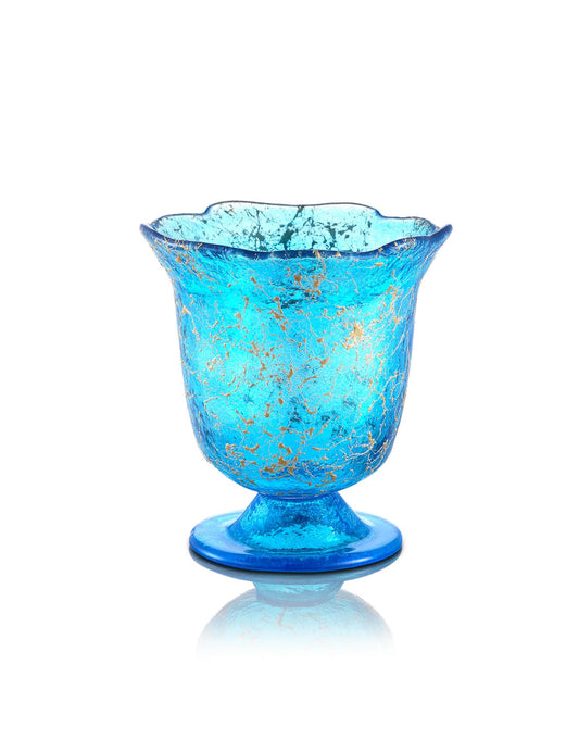 light blue vigil lamp Tulip design – front view | TheHolyArt