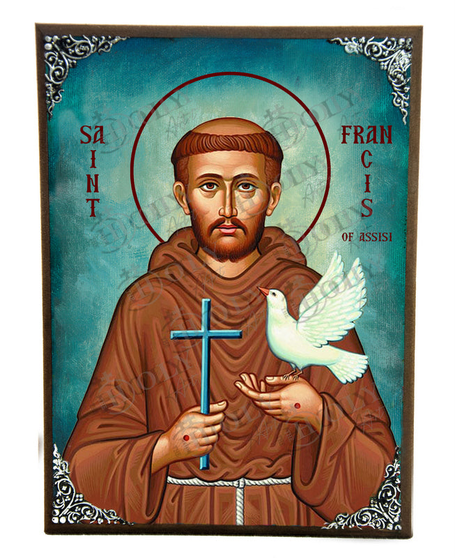 Saint Francis of Assisi icon, Handmade Greek Catholic icon of St Francis of Assisi, Byzantine art wall hanging icon wood plaque, religious decor - TheHolyArt