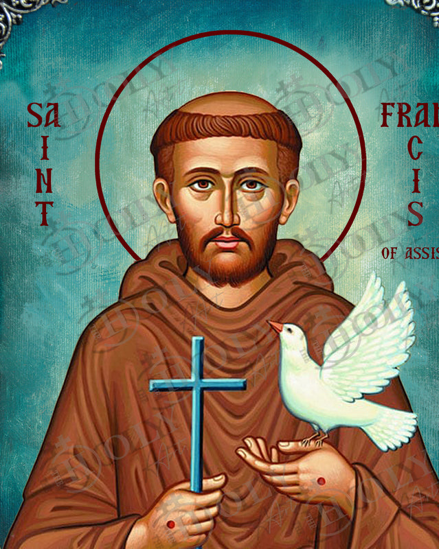 Saint Francis of Assisi icon, Handmade Greek Catholic icon of St Francis of Assisi, Byzantine art wall hanging icon wood plaque, religious decor - TheHolyArt