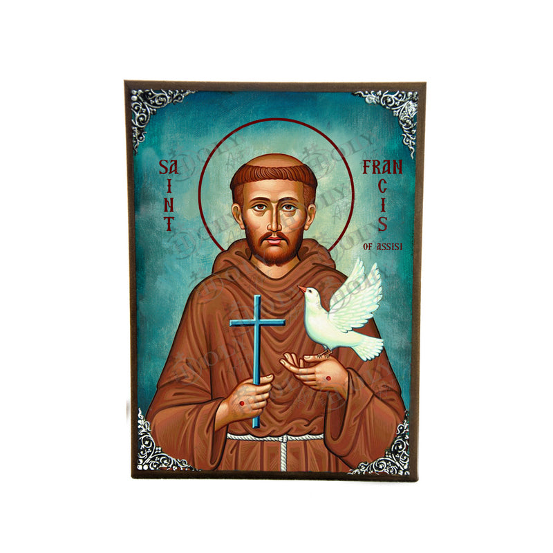 Saint Francis of Assisi icon, Handmade Greek Catholic icon of St Francis of Assisi, Byzantine art wall hanging icon wood plaque, religious decor - TheHolyArt