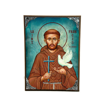Saint Francis of Assisi icon, Handmade Greek Catholic icon of St Francis of Assisi, Byzantine art wall hanging icon wood plaque, religious decor - TheHolyArt