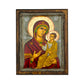 Virgin Mary icon Panagia Giatrissa Vintage Canvas Serigraphy Handmade Greek Orthodox icon of Theotokos Byzantine art wall hanging wood, religious plaque