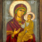 Virgin Mary icon Panagia Giatrissa Vintage Canvas Serigraphy Handmade Greek Orthodox icon of Theotokos Byzantine art wall hanging wood, religious plaque