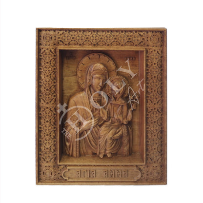 Saint Anna icon Mother of Virgin Mary, Byzantine art wall hanging of Agia Anna, Greek Handmade Hand Carved Wooden Orthodox icon of Saint Anne, religious gift - TheHolyArt
