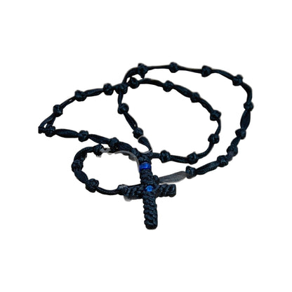 Crucifijo de oración hecho a mano Komboskini de 33 nudos, Cruz religiosa ortodoxa griega Chotki Brojanica bendecida del Monte Athos, regalo religioso