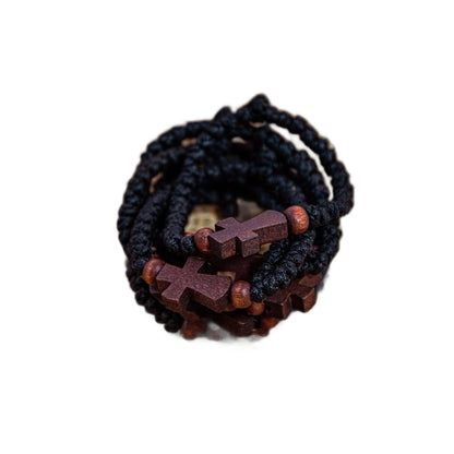 Cuerda de oración hecha a mano, pulsera Komboskini de 33 nudos con cruz, pulsera ortodoxa griega Chotki Brojanica bendecida del Monte Athos, regalo religioso