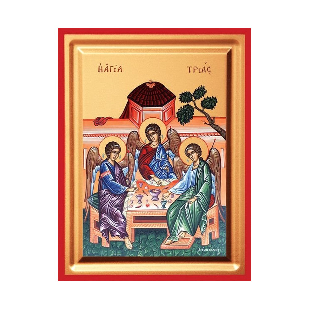 Holy Trinity (Hospitality of Abraham) Serigraphy Icon - Carved Wood