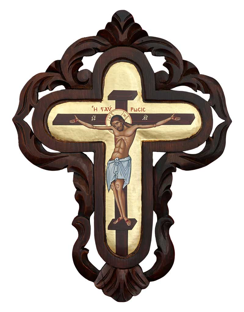 Jesus Christ Crucified handmade Greek Orthodox hand carved wooden cross - TheHolyArt