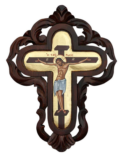 Jesus Christ Crucified handmade Greek Orthodox hand carved wooden cross - TheHolyArt