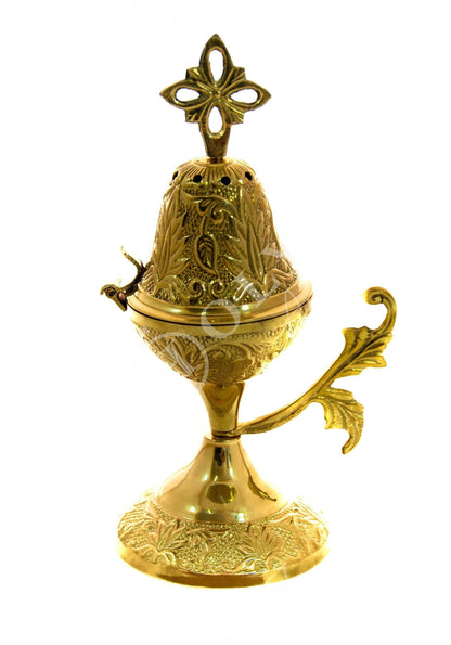 Christian Brass Resin Incense Burner, Greek Orthodox Thurible Incense holder, Metal Byzantine Home Censer Perfume burner, religious decor - TheHolyArt