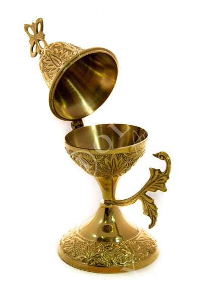 Christian Brass Resin Incense Burner, Greek Orthodox Thurible Incense holder, Metal Byzantine Home Censer Perfume burner, religious decor - TheHolyArt