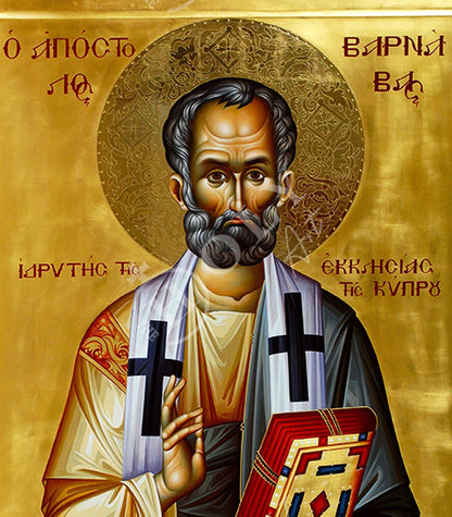 Apostle Barnabas icon, Handmade Greek Orthodox icon of St Barnabas, Byzantine art wall hanging wood plaque, religious gift - TheHolyArt
