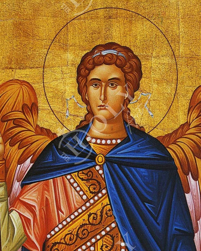Archangel Gabriel icon, Handmade Greek Orthodox icon of St Gabriel, Byzantine art wall hanging on wood plaque, religious decor - TheHolyArt
