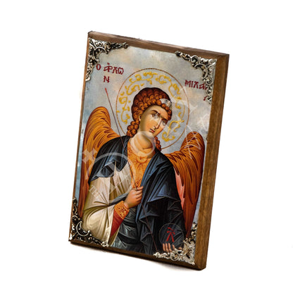 Archangel Michael icon, Handmade Greek Orthodox icon of St Michael, Byzantine art wall hanging on wood plaque religious icon, religious gift - TheHolyArt