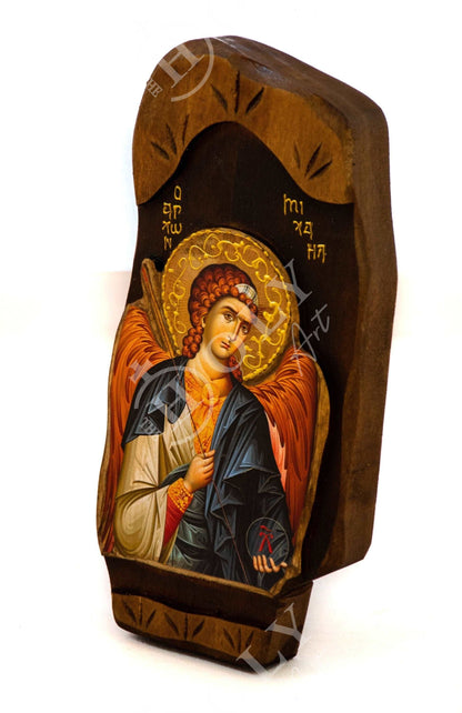 Archangel Michael icon, Handmade Greek Orthodox icon of St Michael, Byzantine art wall hanging on wood plaque, religious decor - TheHolyArt